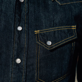 The Flat Head FN-SDW-001L 10oz Denim Western Shirt Blue