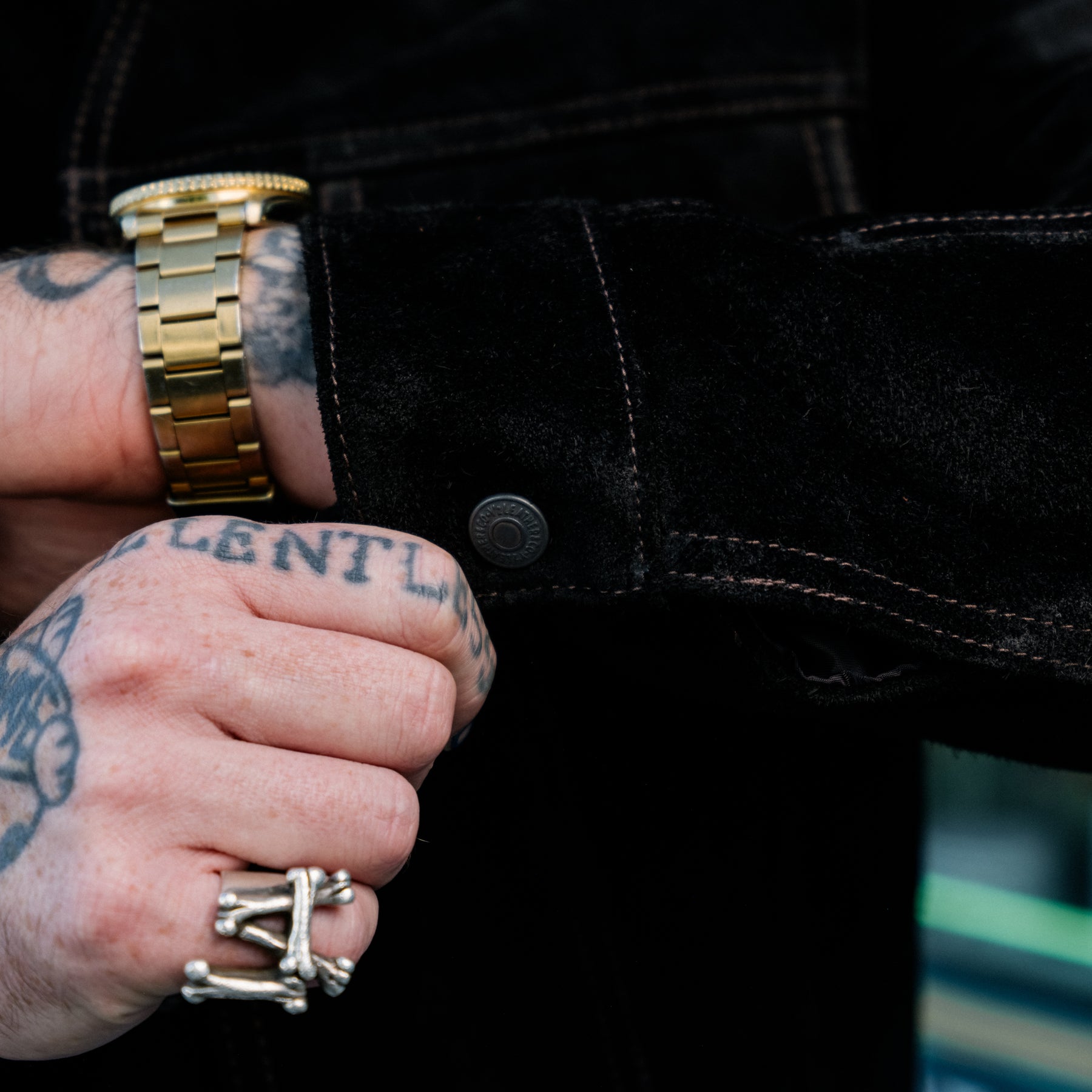 Y'2 Leather TB-139 Steer Roughout 3rd Type Jean Jacket Black