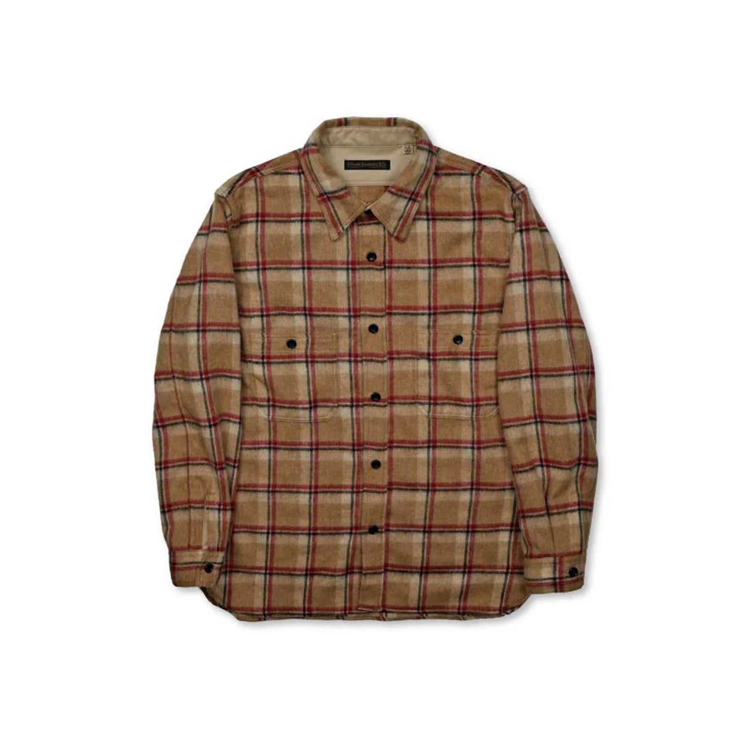 Full Count 4096 Wool Shaggy Check Work Shirt Beige