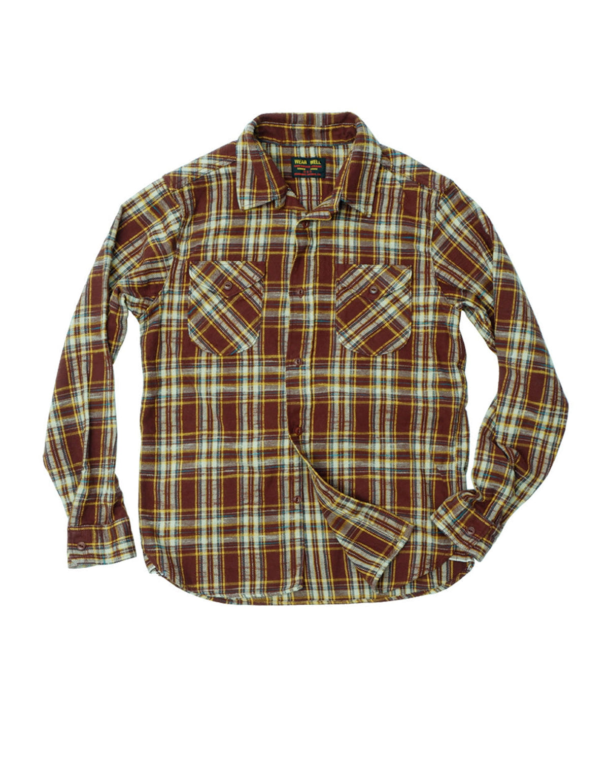 UES 502655 Slubby Flannel Shirt Brown