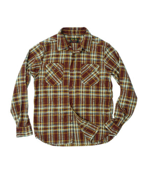 UES 502655 Slubby Flannel Shirt Brown