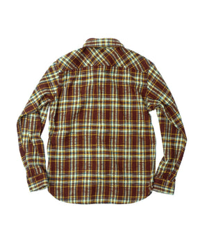 UES 502655 Slubby Flannel Shirt Brown