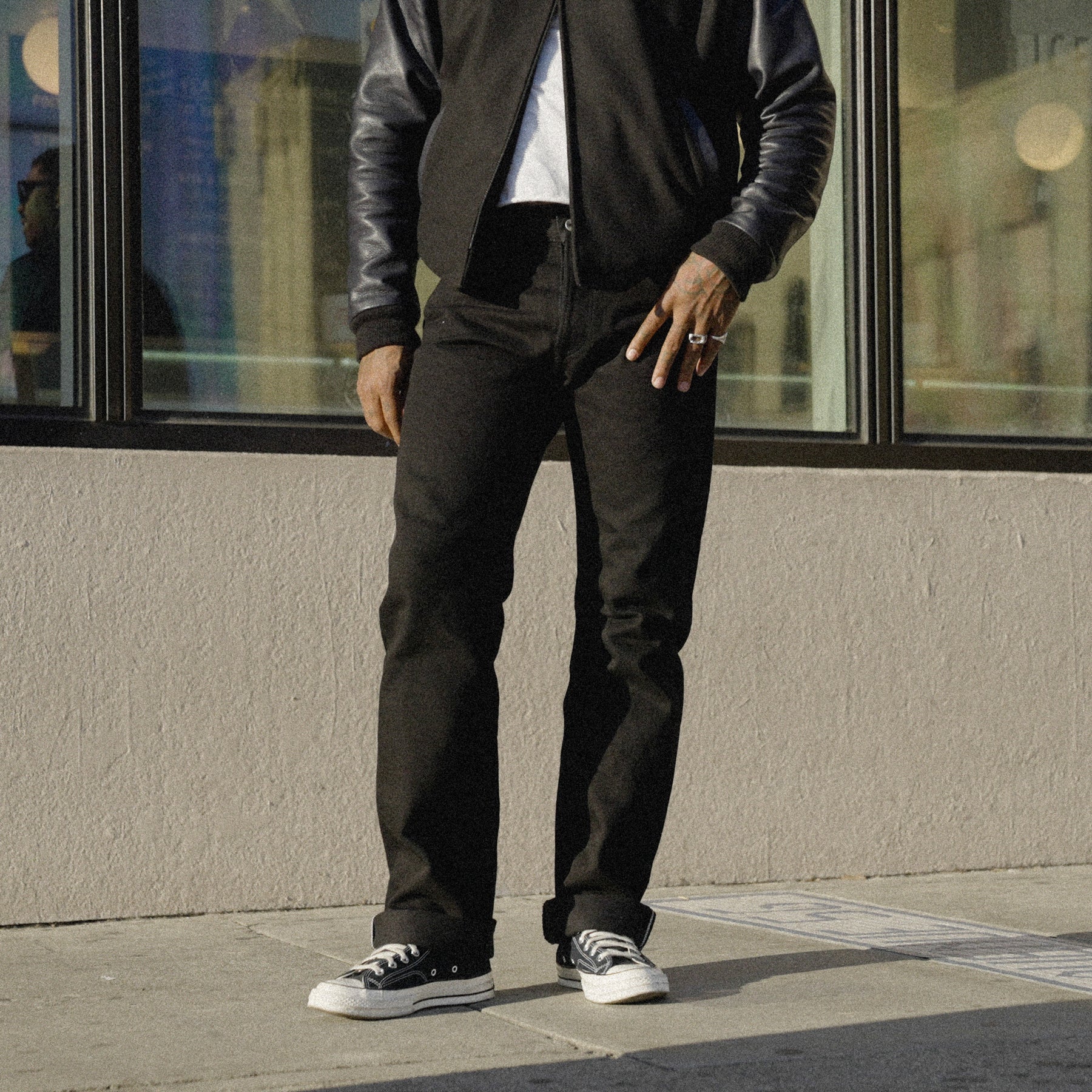 Iron Heart IH-634-SBG 21oz Selvedge Denim Straight Cut Jeans Superblack Fades to Grey