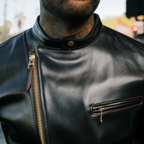 Y'2 Leather HR-01 Vintage Horse Single Riders Jacket Black