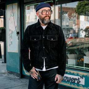 Y'2 Leather TB-139 Steer Roughout 3rd Type Jean Jacket Black