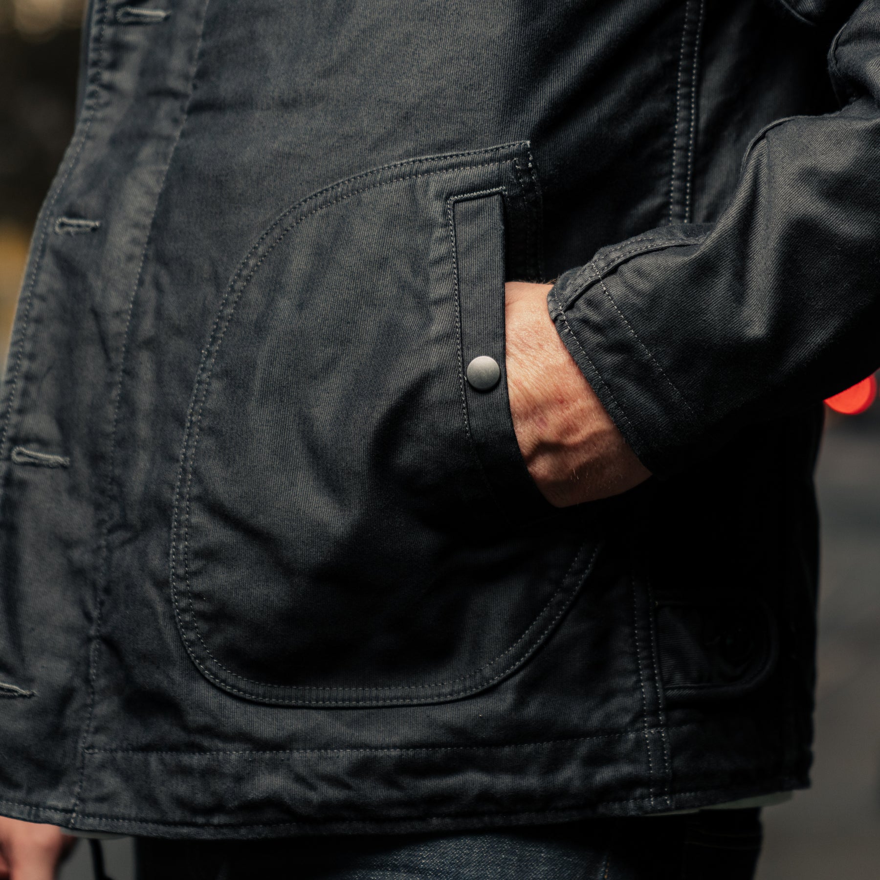 Iron Heart IHM-48-BLK 12oz Whipcord Lightweight N1 Deck Jacket Black