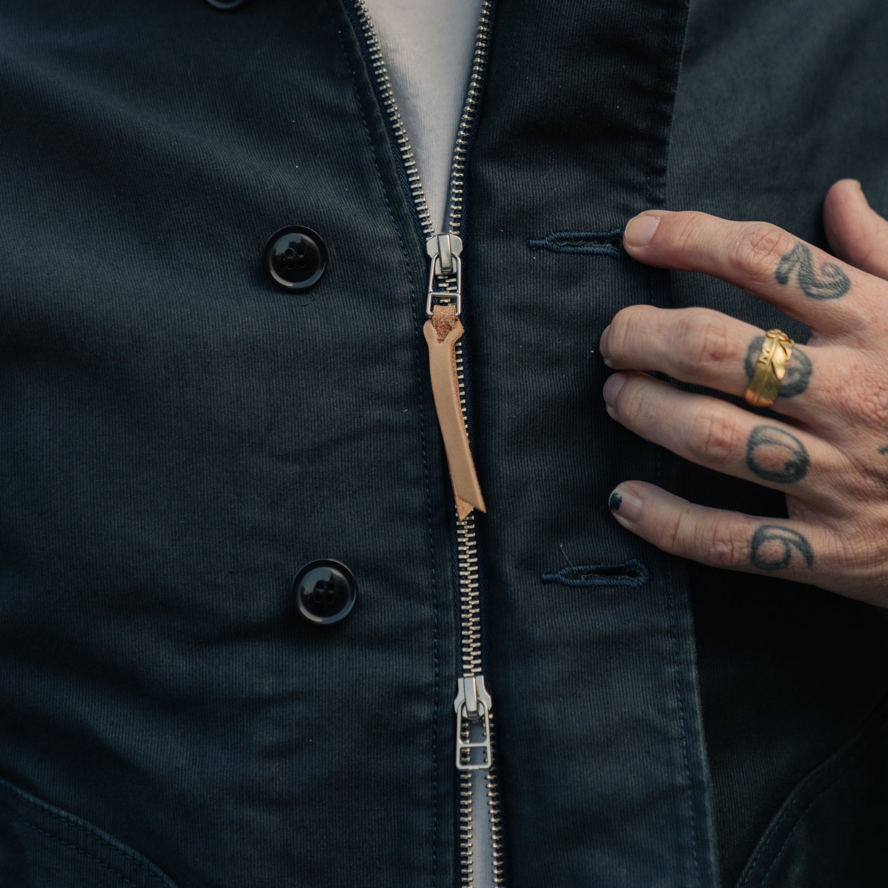 Iron Heart x Snake Oil Provisions IHM-48-NAV Whipcord Lightweight N1 Deck Jacket Navy