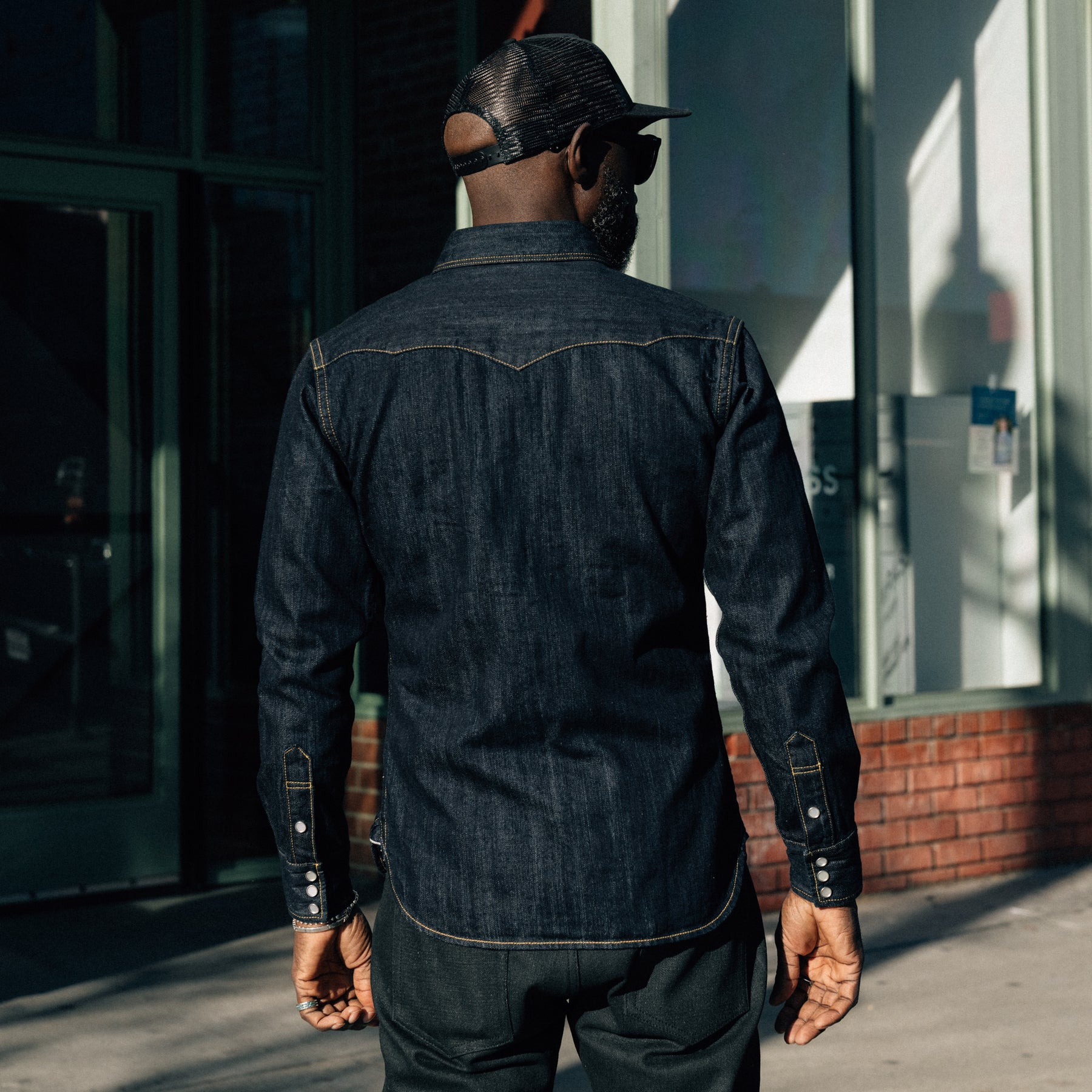 The Flat Head FN-SDW-001L 10oz Denim Western Shirt Blue