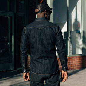 The Flat Head FN-SDW-001L 10oz Denim Western Shirt Blue