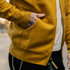 Iron Heart IHSH-81L-MUS-NP 14oz Ultra Heavyweight Cotton Zip Hoodie Mustard