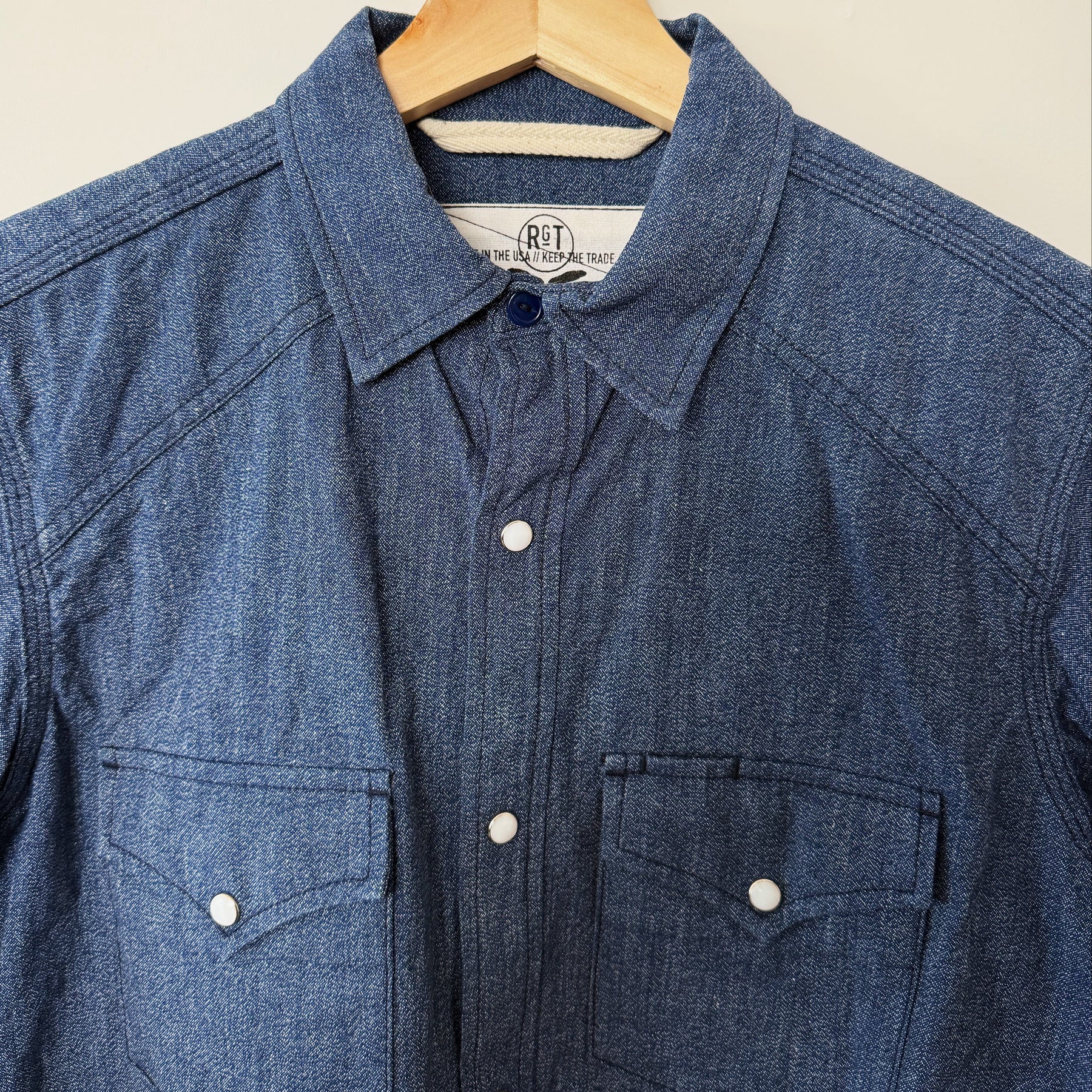 Rogue Territory 9oz Indigo Mock Twist Western Shirt Size M PRE-OWNED/ FINAL SALE