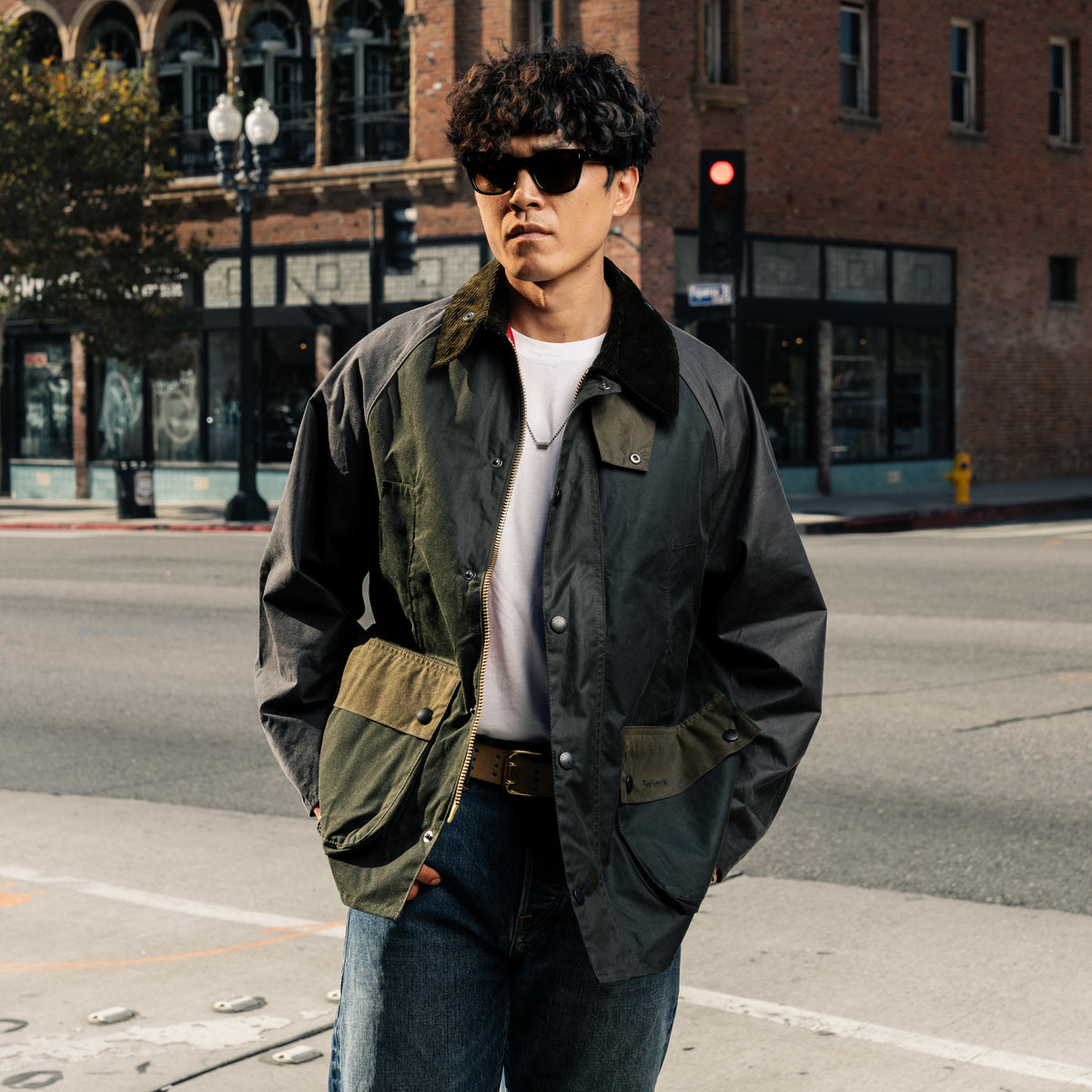 Barbour Bedale パッチワーク リメイク Barbour Patchwork Bedale Wax Jacket Sage