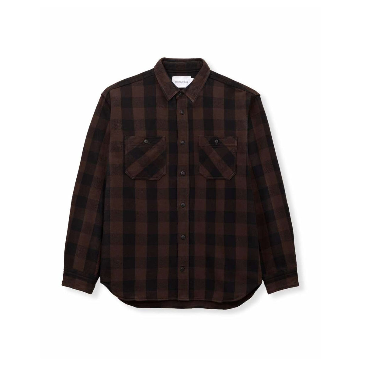 Momotaro MMLS6002 Block Check Long Sleeve Shirt Brown