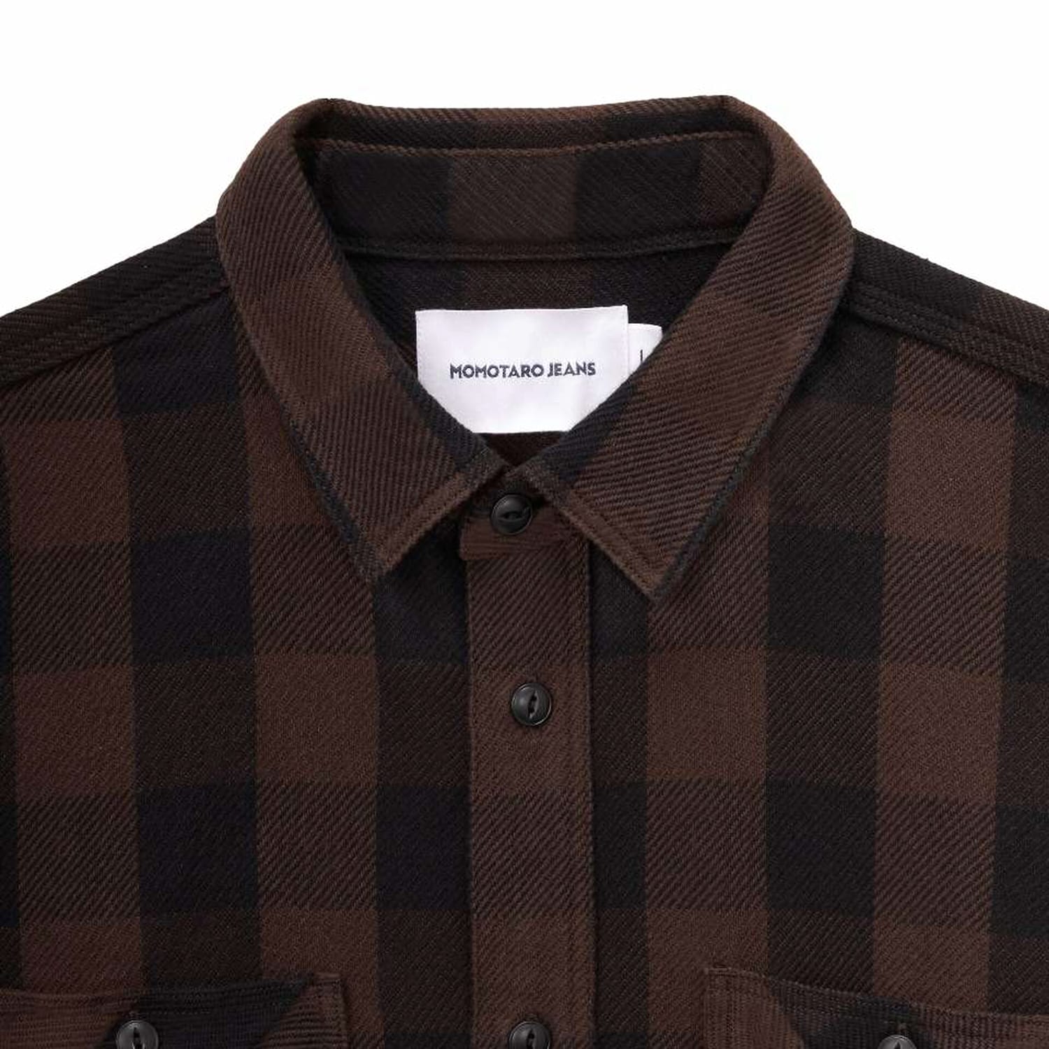 Momotaro MMLS6002 Block Check Long Sleeve Shirt Brown