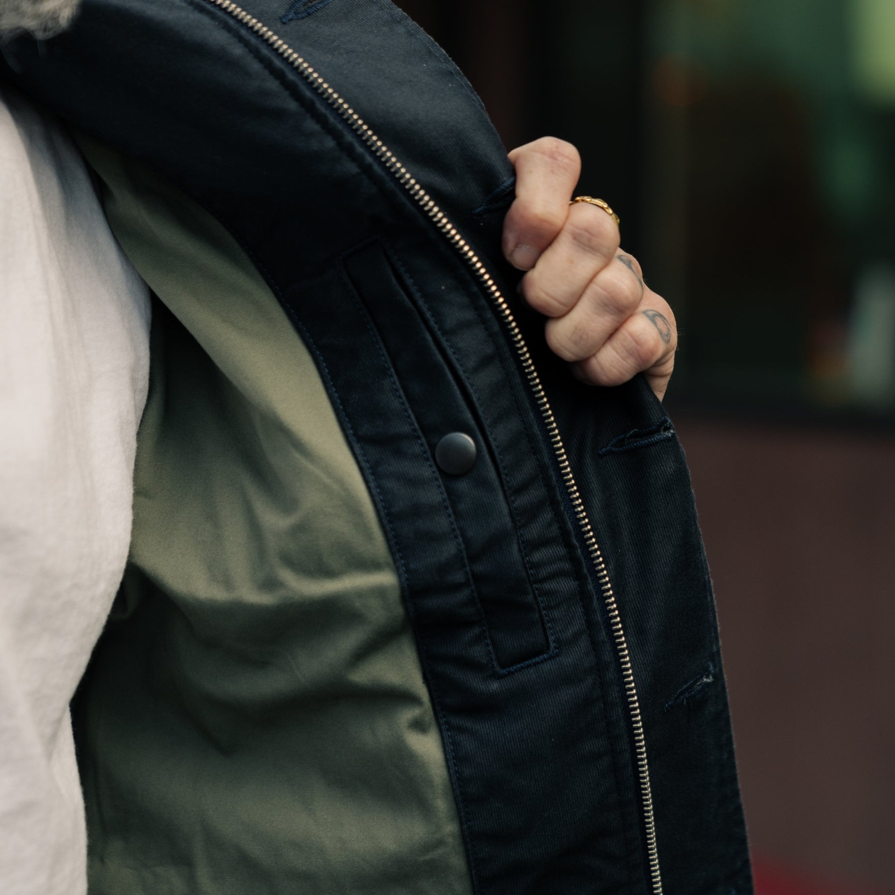 Iron Heart x Snake Oil Provisions IHM-48-NAV Whipcord Lightweight N1 Deck Jacket Navy