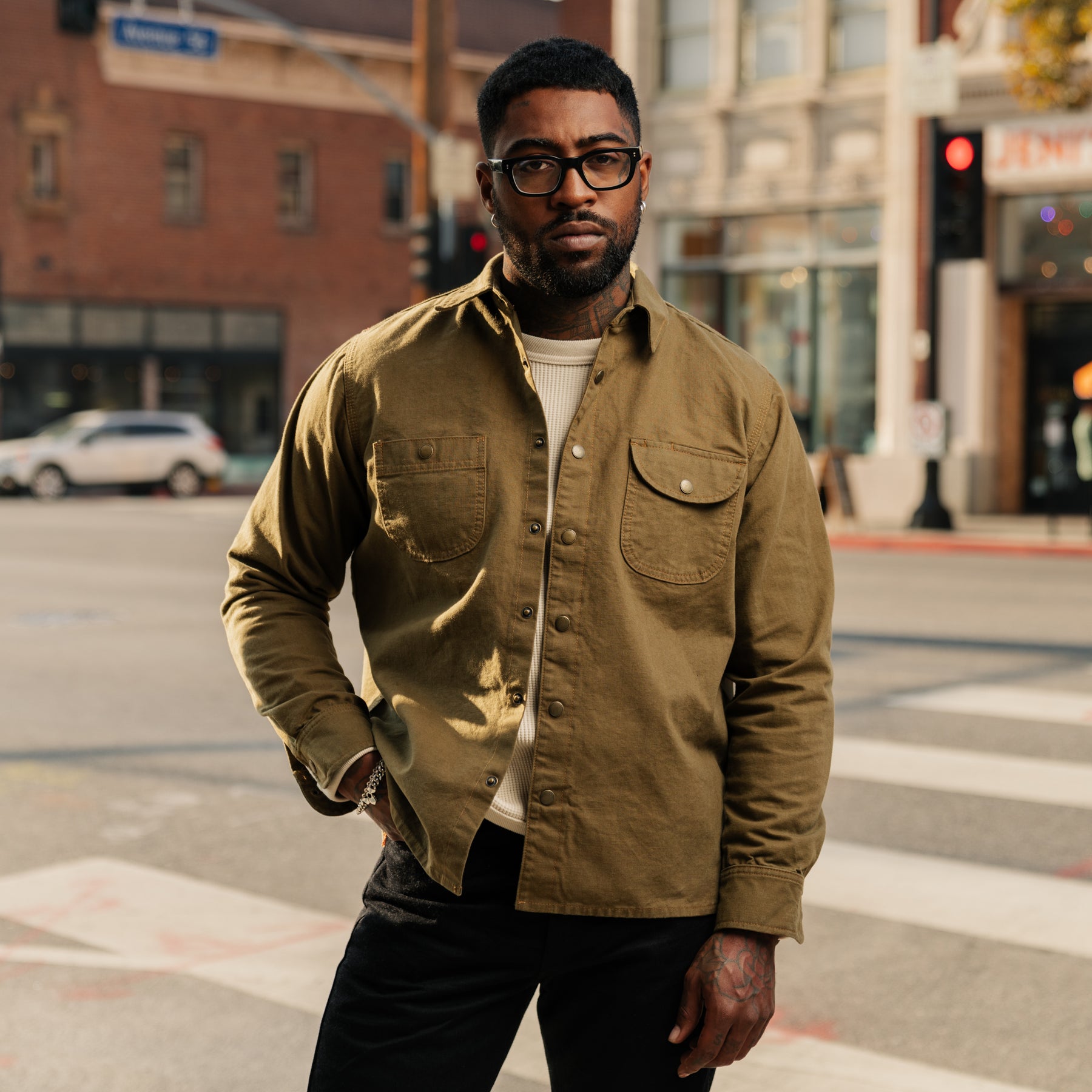 Rogue Territory Dyed Canvas Work Shirt Golden Brown