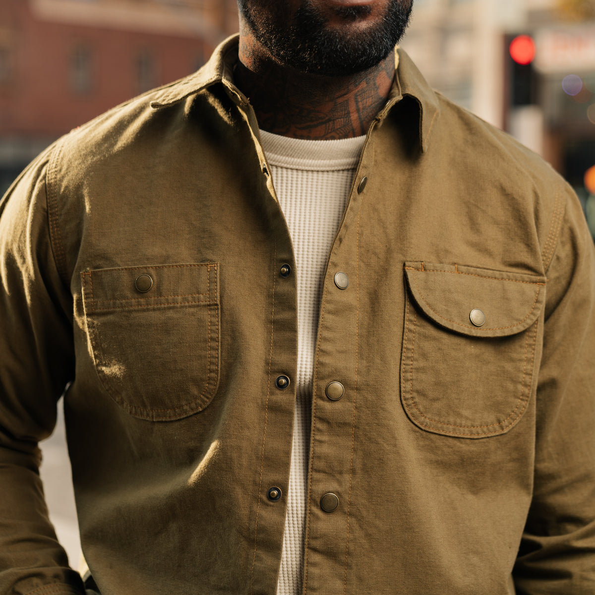 Rogue Territory Dyed Canvas Work Shirt Golden Brown