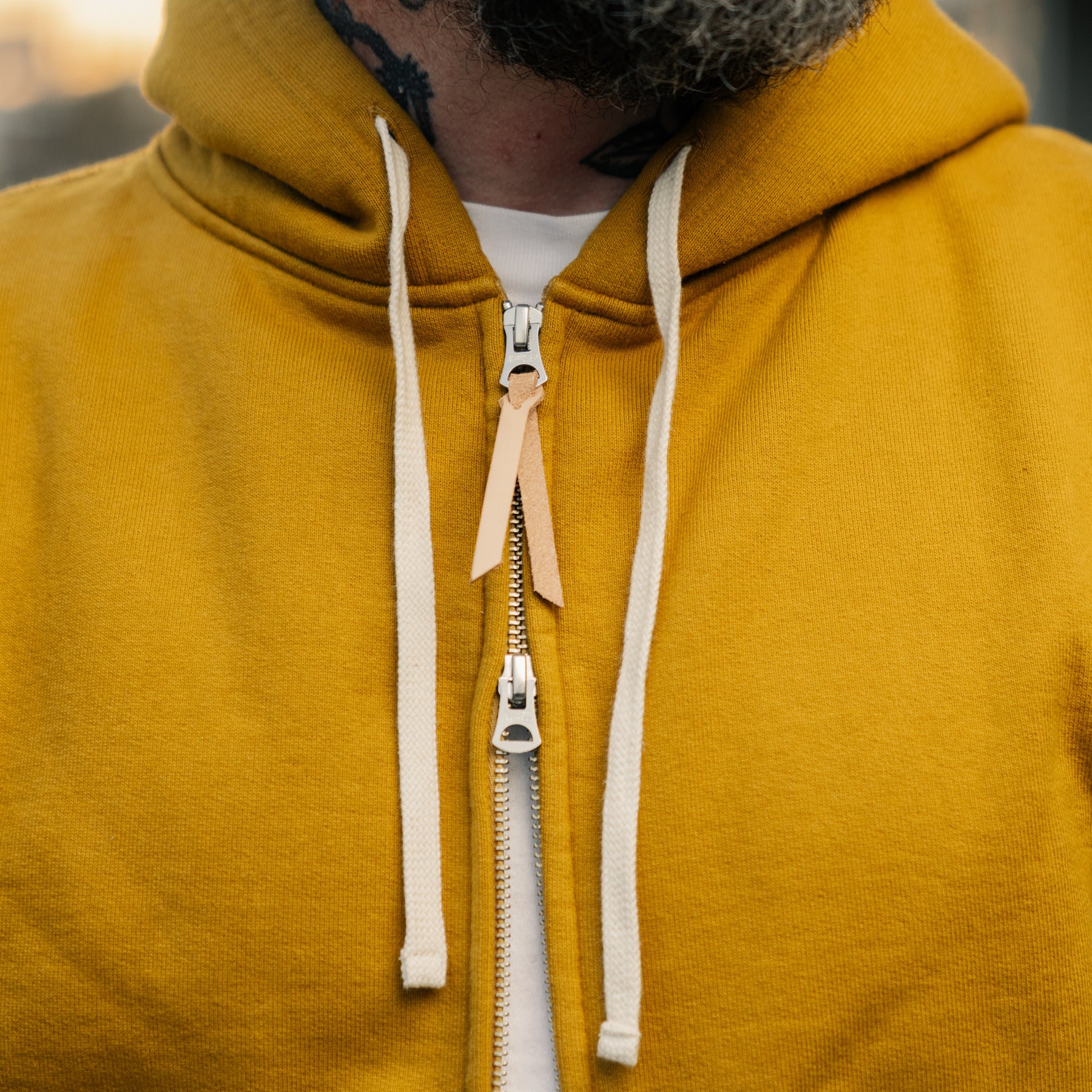 Iron Heart IHSH-81L-MUS-NP 14oz Ultra Heavyweight Cotton Zip Hoodie Mustard