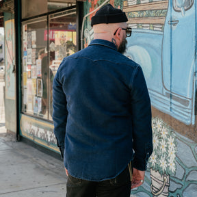RRL Brushed Chamois Buffalo Western Overshirt Indigo