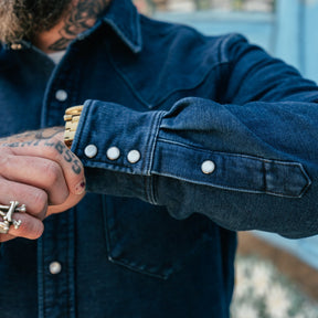RRL Brushed Chamois Buffalo Western Overshirt Indigo