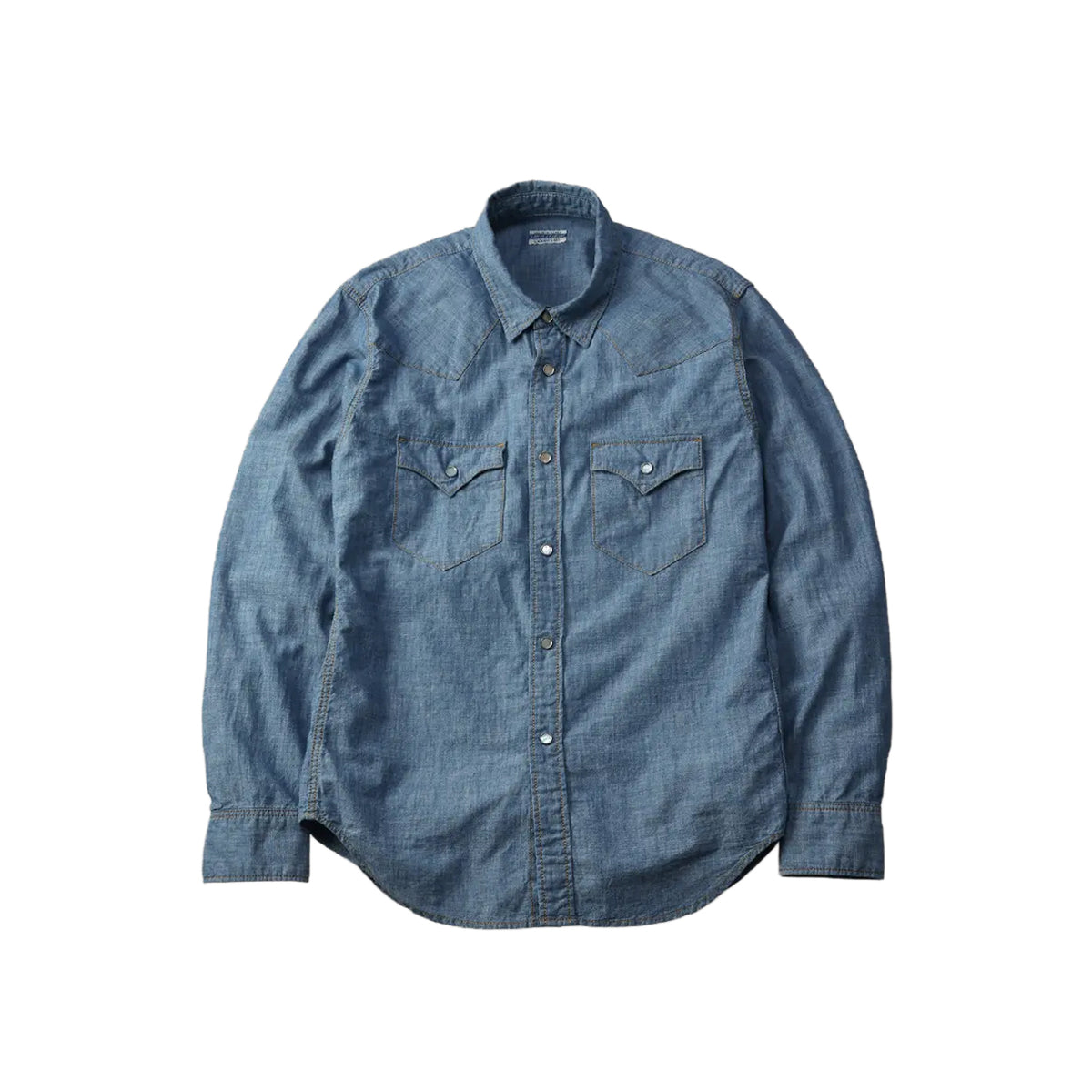 The Flat Head FN-SCW-003L Chambray Western Shirt Blue