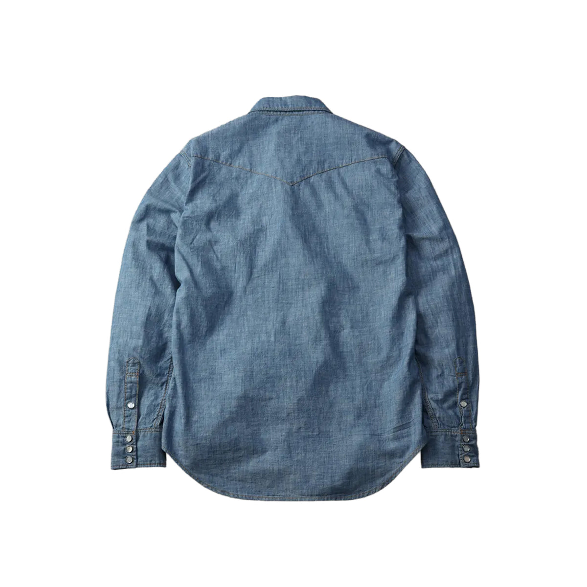 The Flat Head FN-SCW-003L Chambray Western Shirt Blue