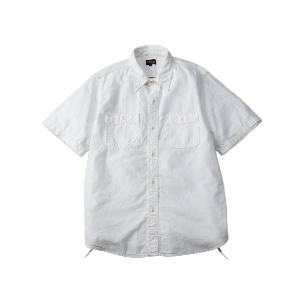 The Flat Head FN-SCK-010S Chambray Short-Sleeve Work Shirt White