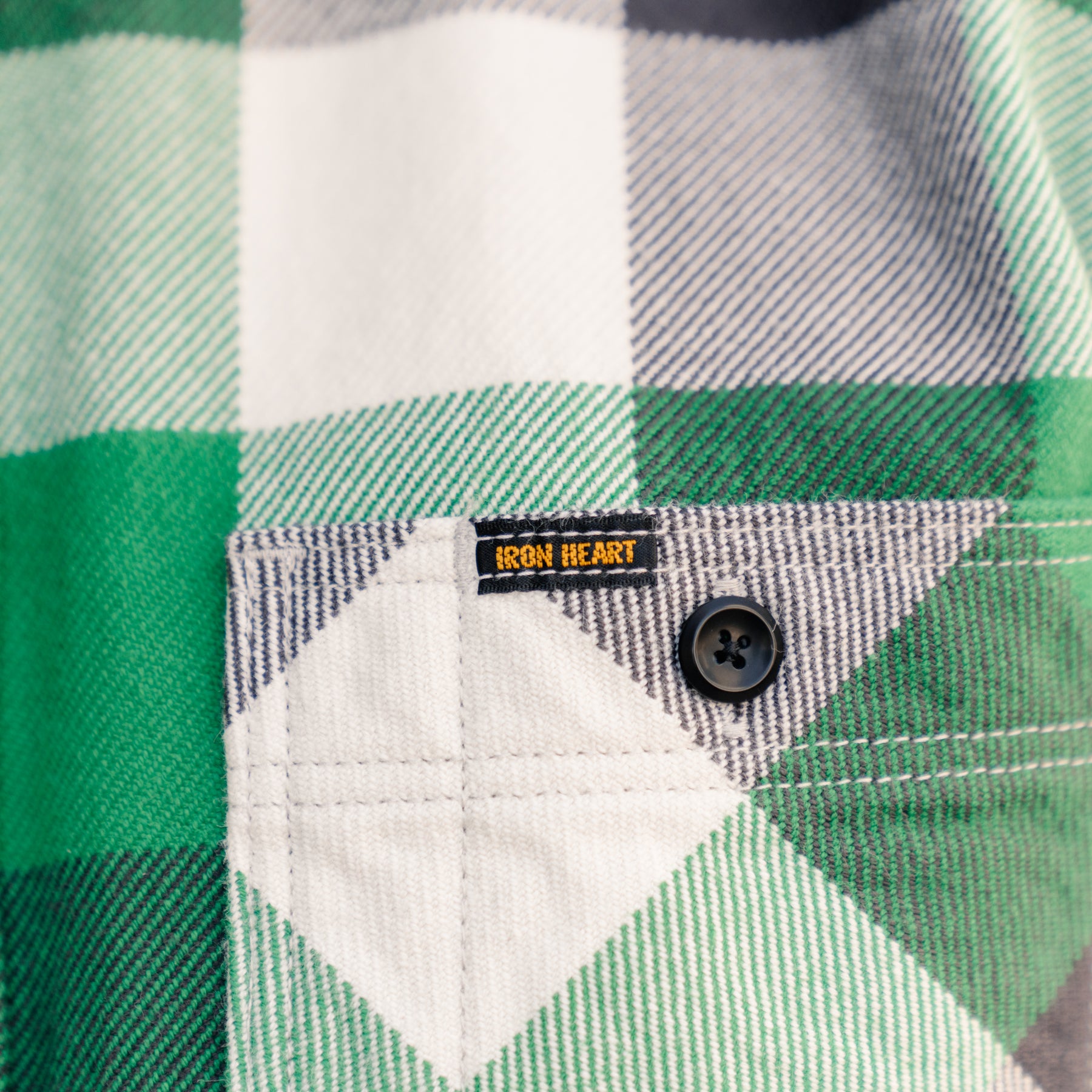Iron Heart IHSH-428-GRN Ultra Heavy Flannel Vintage Check Work Overshirt Green