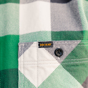 Iron Heart IHSH-428-GRN Ultra Heavy Flannel Vintage Check Work Overshirt Green
