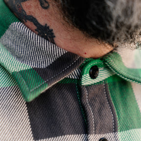 Iron Heart IHSH-428-GRN Ultra Heavy Flannel Vintage Check Work Overshirt Green