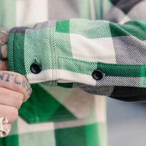 Iron Heart IHSH-428-GRN Ultra Heavy Flannel Vintage Check Work Overshirt Green