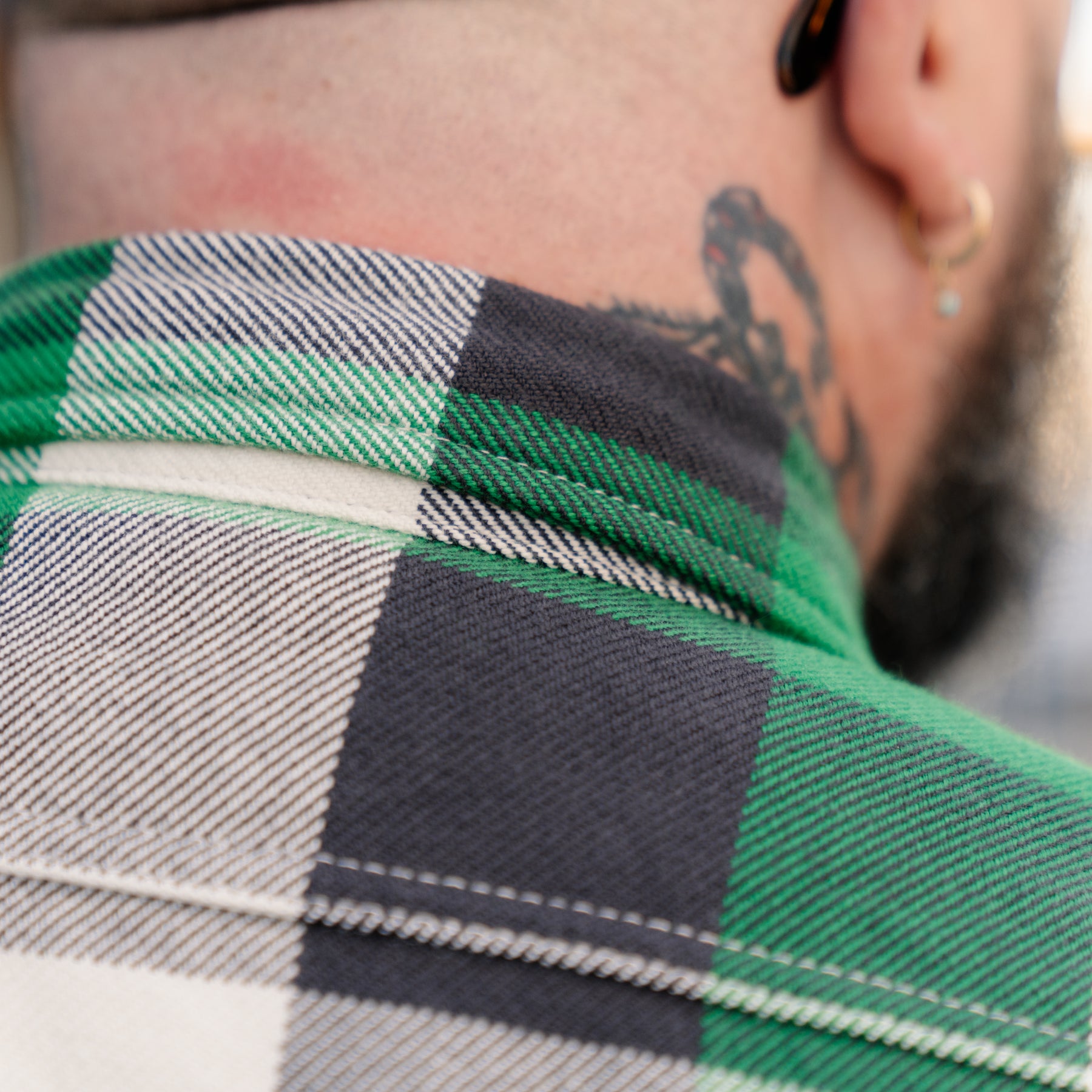 Iron Heart IHSH-428-GRN Ultra Heavy Flannel Vintage Check Work Overshirt Green