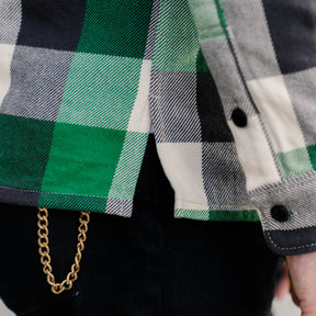 Iron Heart IHSH-428-GRN Ultra Heavy Flannel Vintage Check Work Overshirt Green