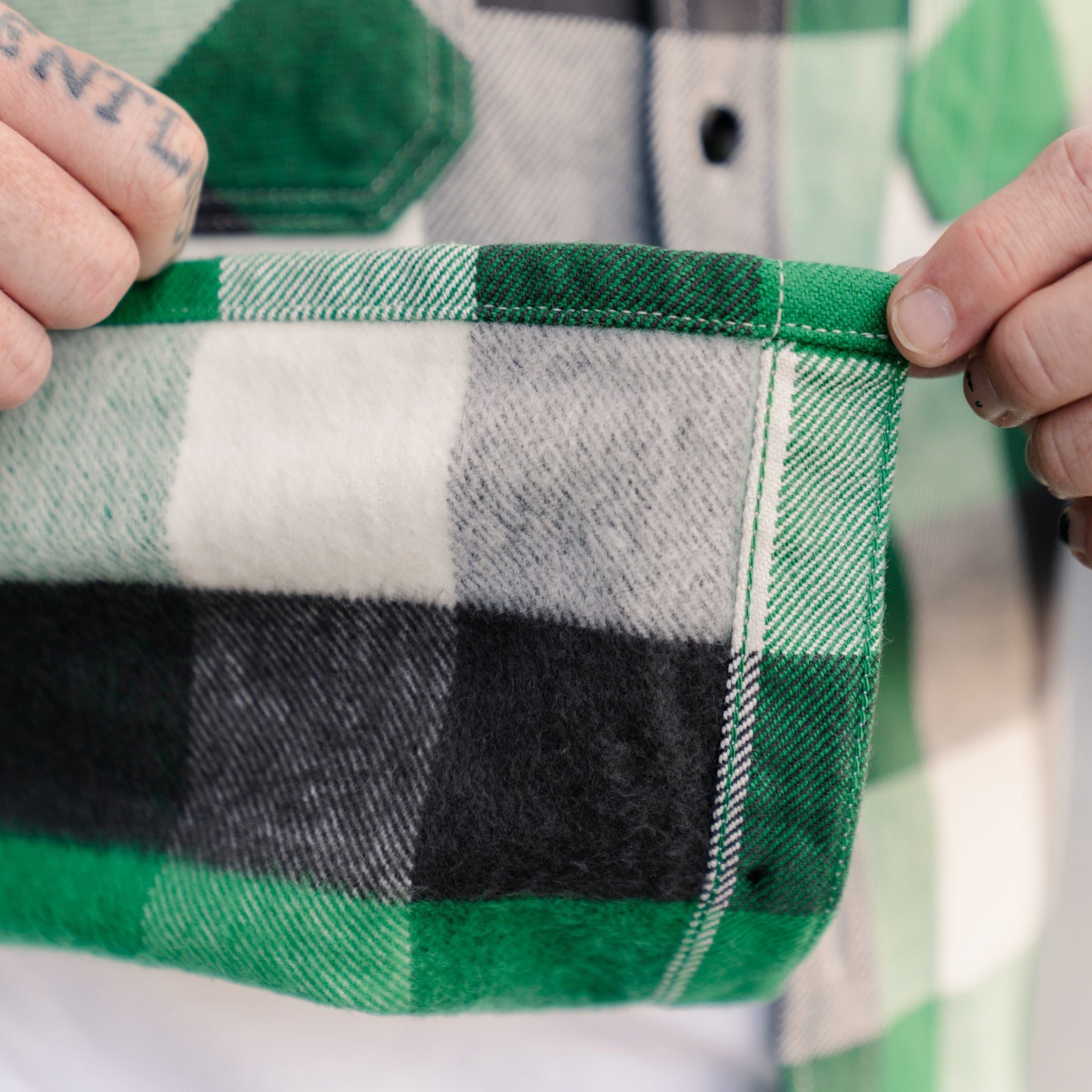 Iron Heart IHSH-428-GRN Ultra Heavy Flannel Vintage Check Work Overshirt Green