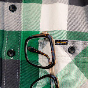 Iron Heart IHSH-428-GRN Ultra Heavy Flannel Vintage Check Work Overshirt Green