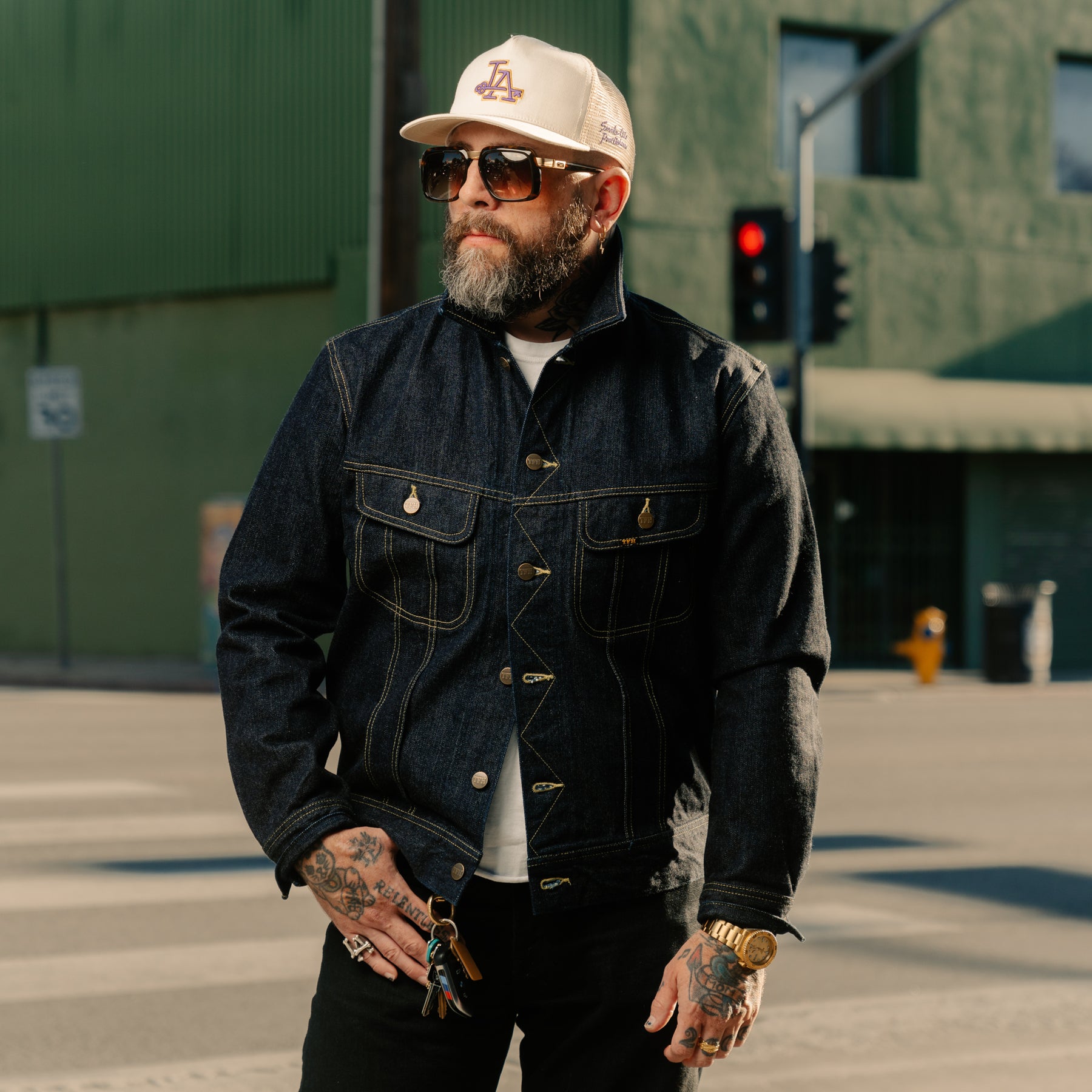 The Flat Head FN-OJ-D103 14.5oz Zimbabwe Cotton Denim Jacket Indigo