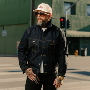 The Flat Head FN-OJ-D103 14.5oz Zimbabwe Cotton Denim Jacket Indigo