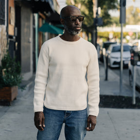 Full Count Heavyweight Waffle Long Sleeve T-Shirt Ecru