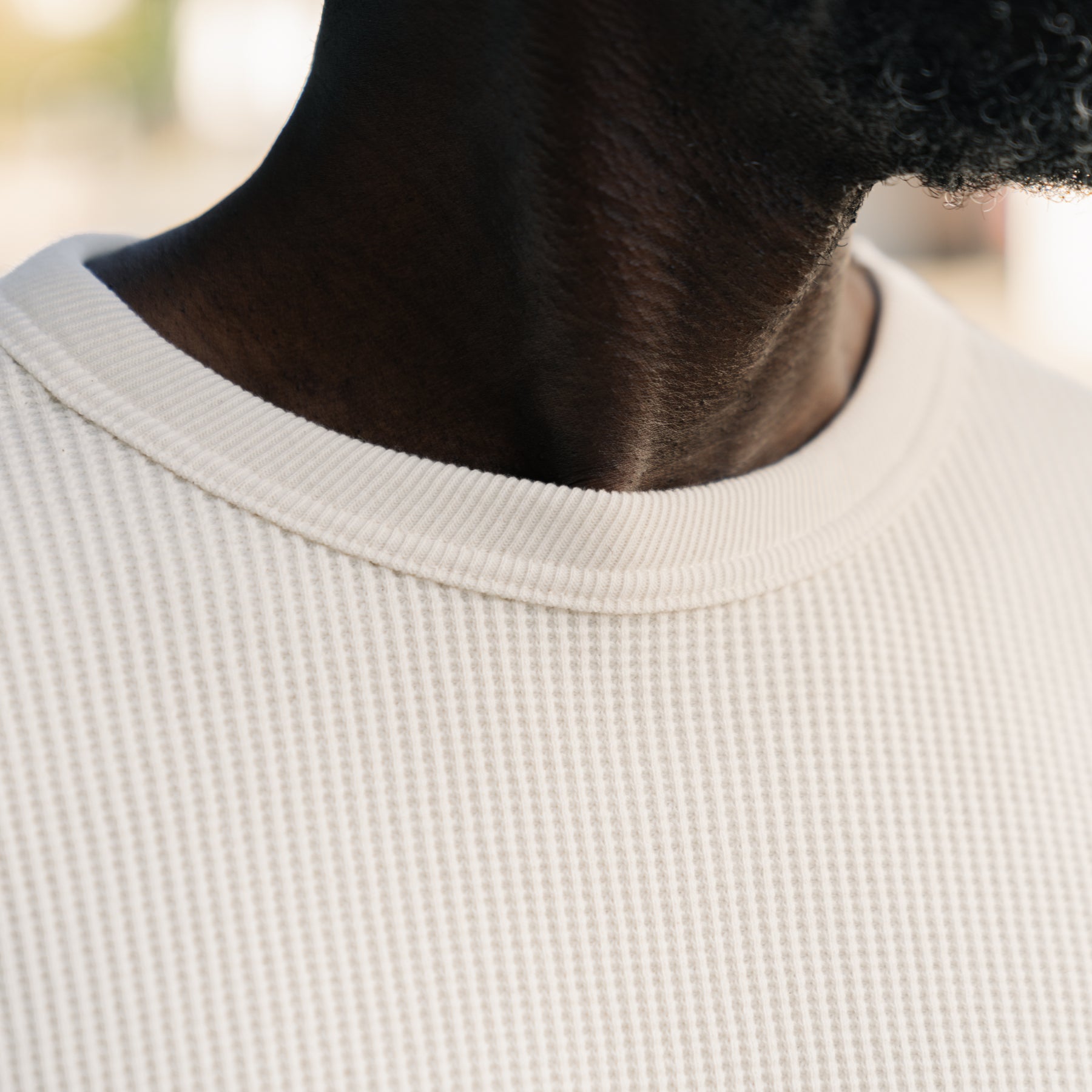 Full Count Heavyweight Waffle Long Sleeve T-Shirt Ecru