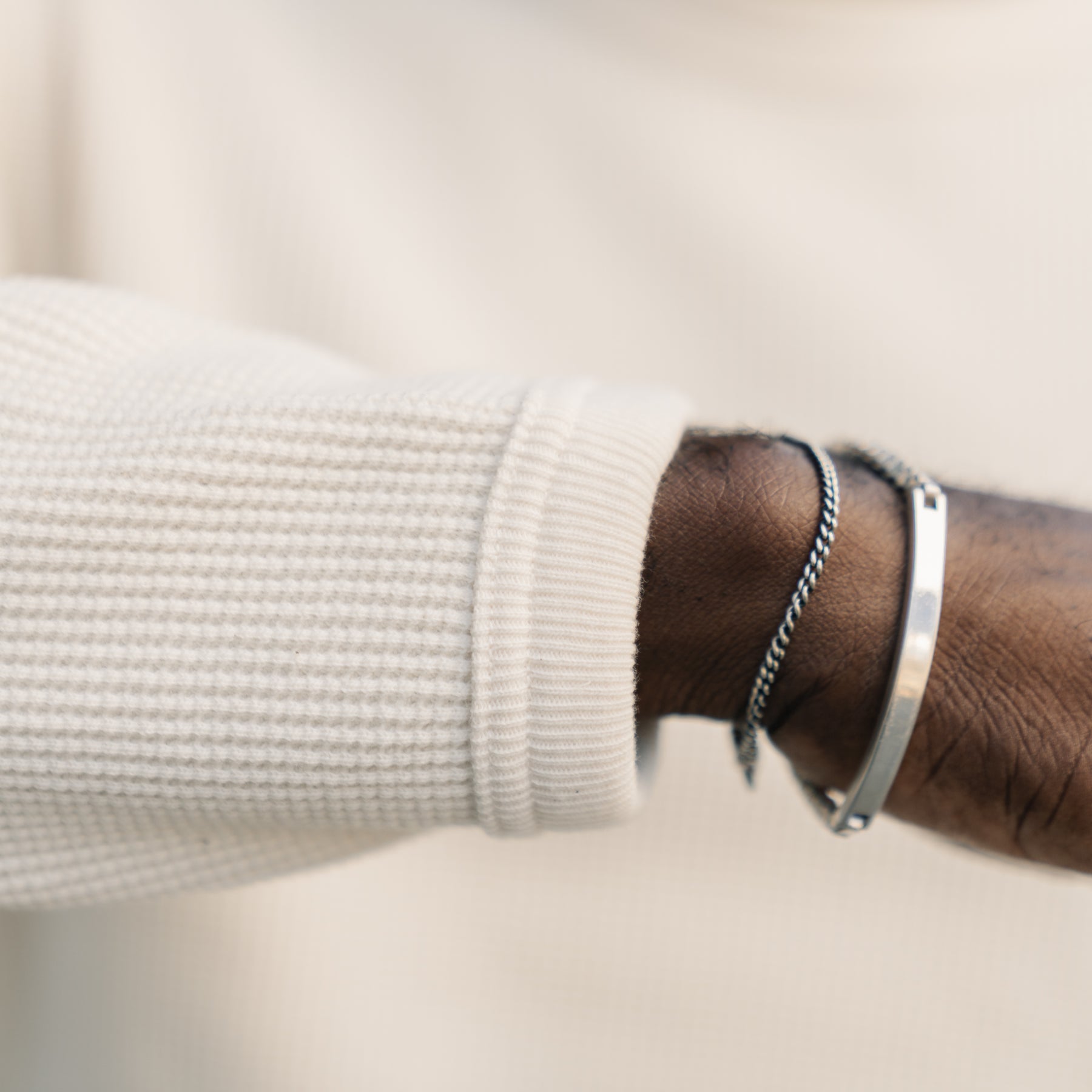 Full Count Heavyweight Waffle Long Sleeve T-Shirt Ecru