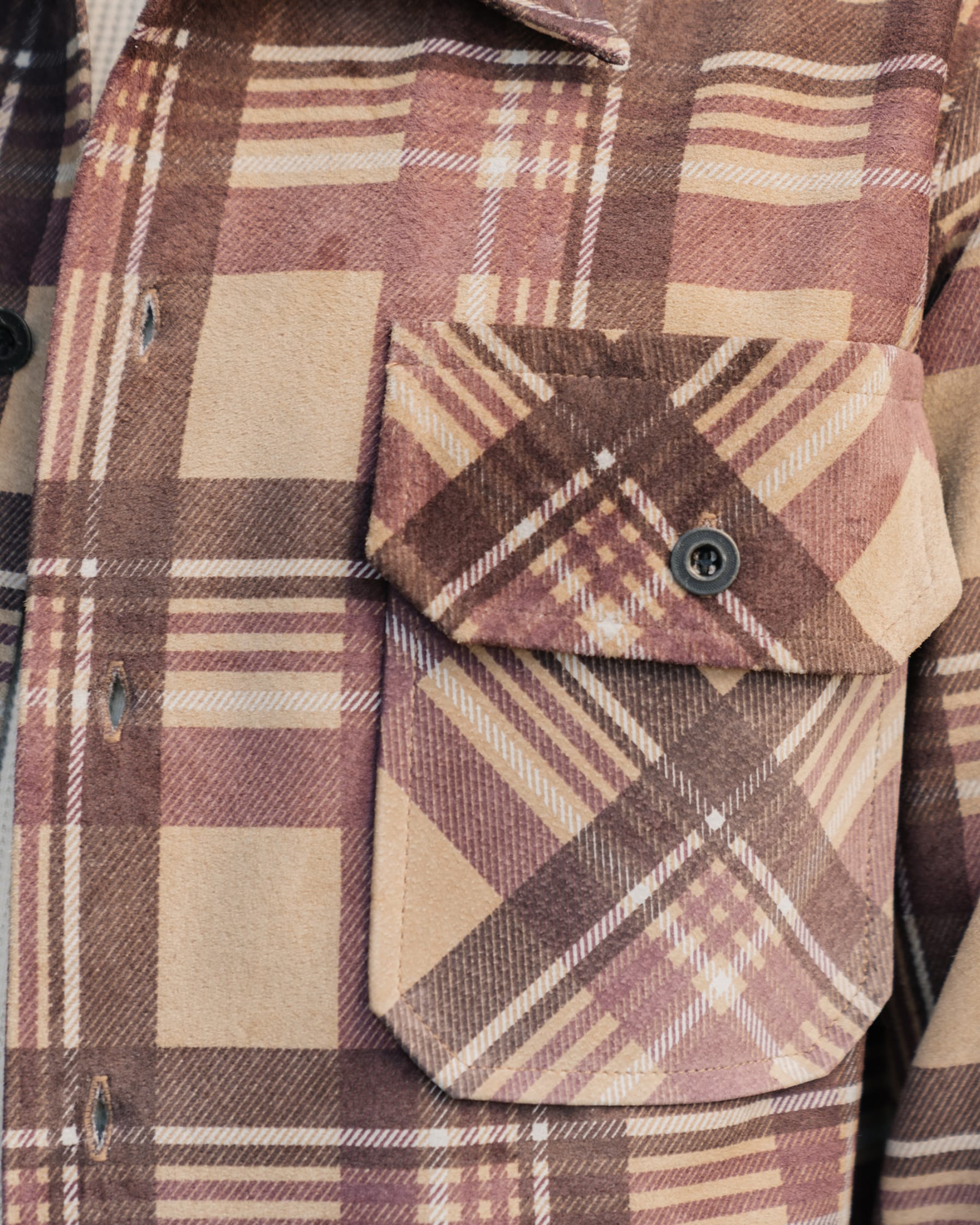 Full Count FL-4000 Suede Leather Check Work Shirt Beige FINAL SALE