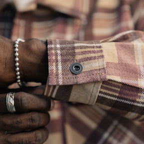 Full Count FL-4000 Suede Leather Check Work Shirt Beige FINAL SALE