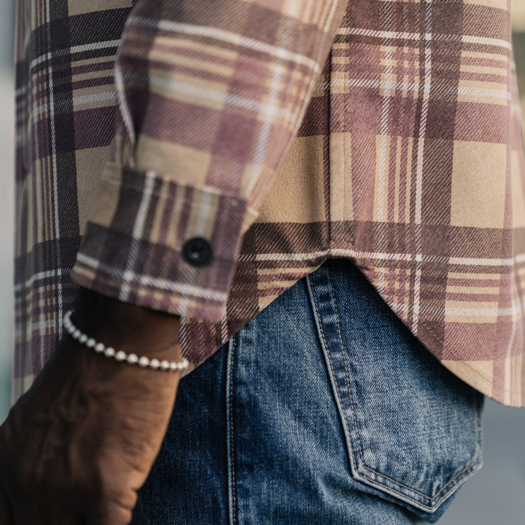 Full Count FL-4000 Suede Leather Check Work Shirt Beige FINAL SALE