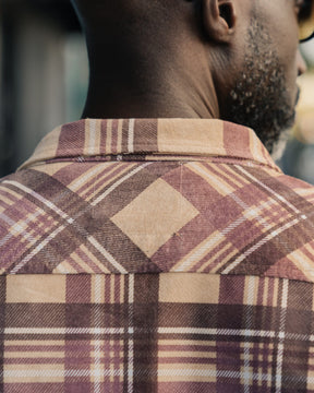 Full Count FL-4000 Suede Leather Check Work Shirt Beige FINAL SALE