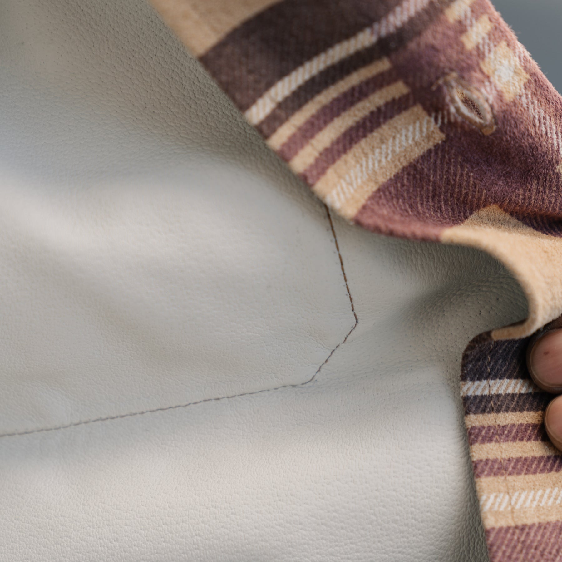 Full Count FL-4000 Suede Leather Check Work Shirt Beige FINAL SALE