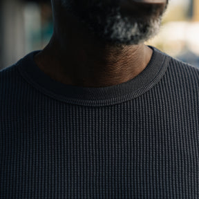 Full Count Heavyweight Waffle Long Sleeve T-Shirt Ink Black