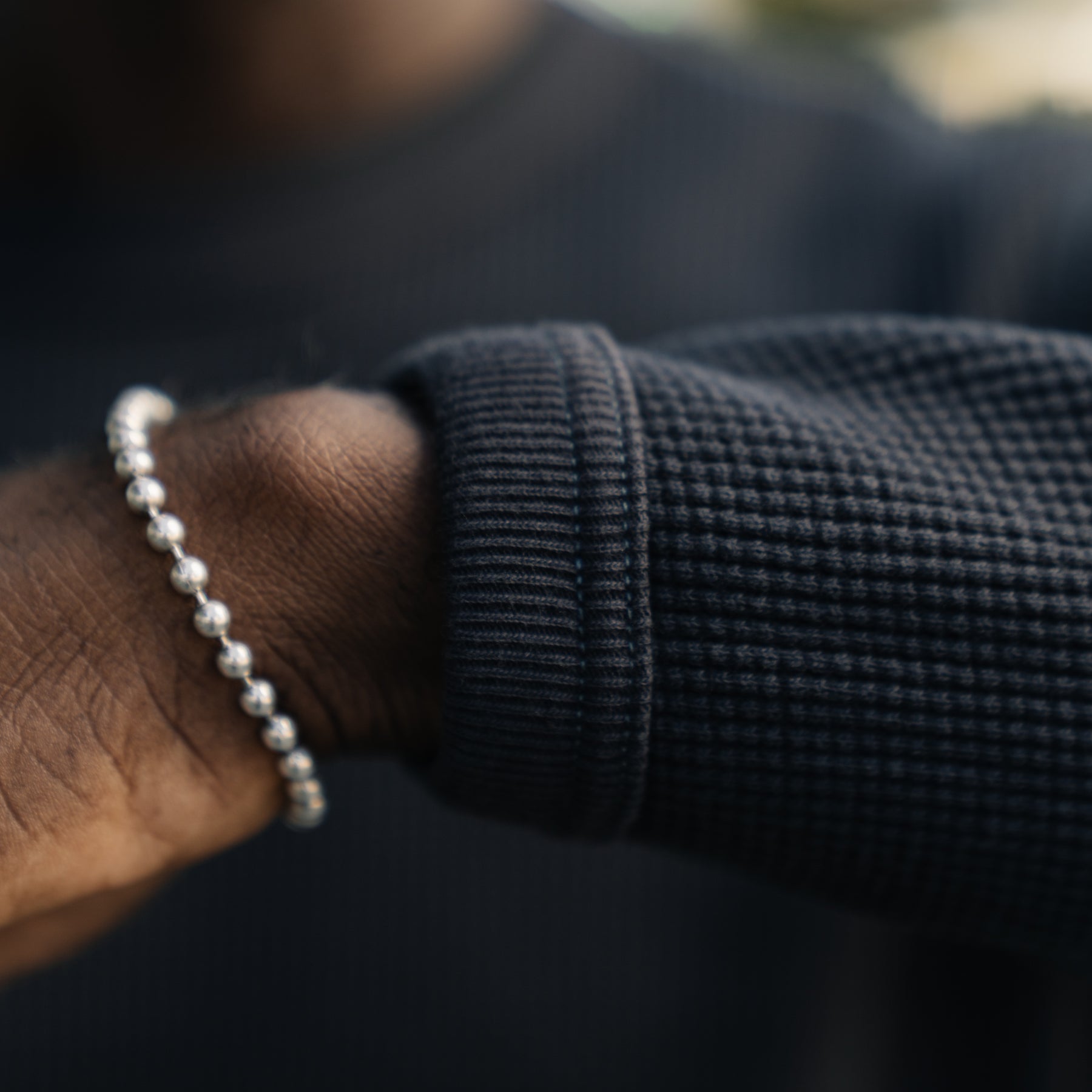 Full Count Heavyweight Waffle Long Sleeve T-Shirt Ink Black