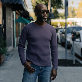 Full Count Heavyweight Waffle Long Sleeve T-Shirt Eggplant