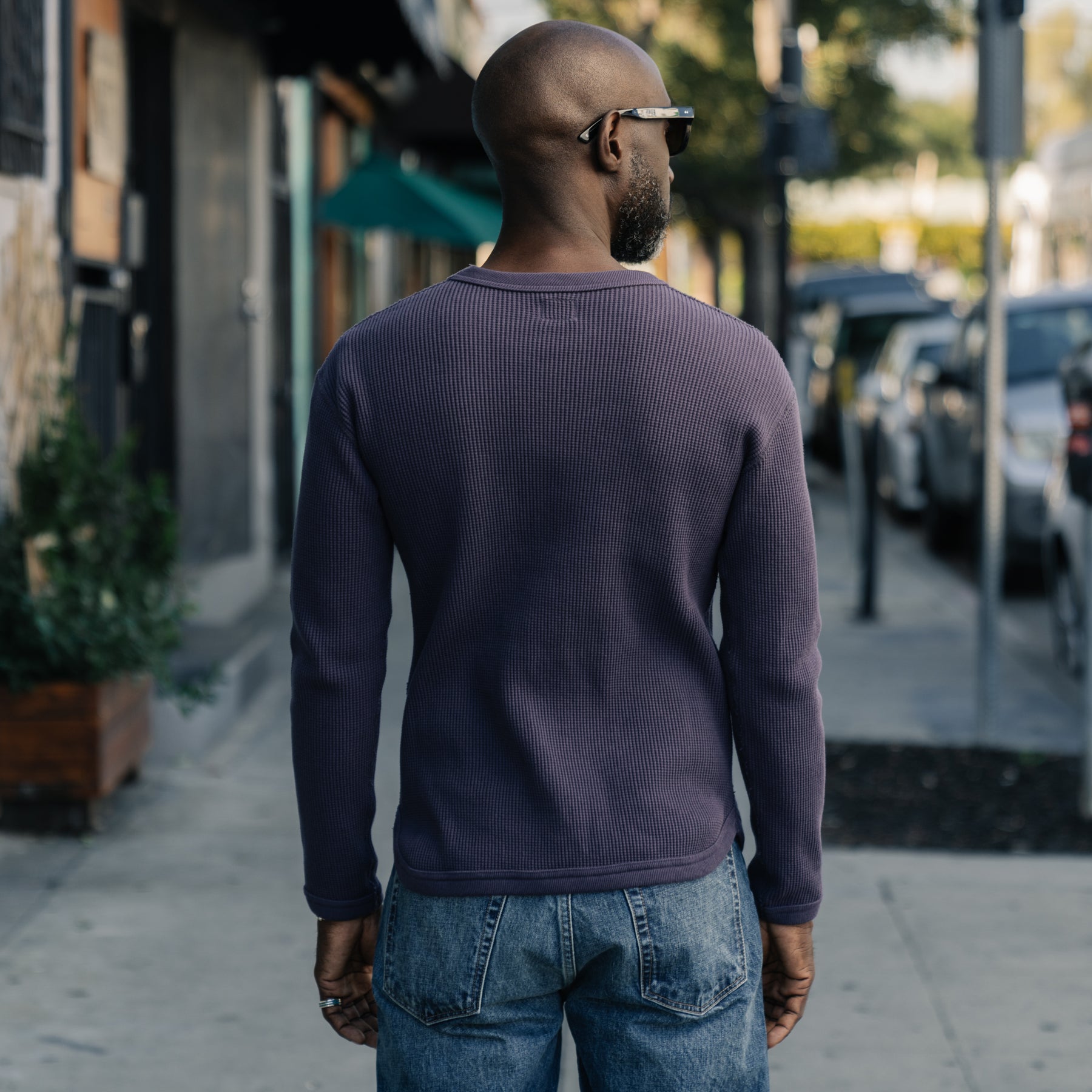 Full Count Heavyweight Waffle Long Sleeve T-Shirt Eggplant