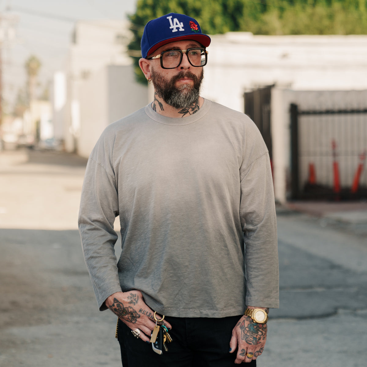 All-Time High Ultra Light Slub Knit Long Sleeve Tee Charcoal